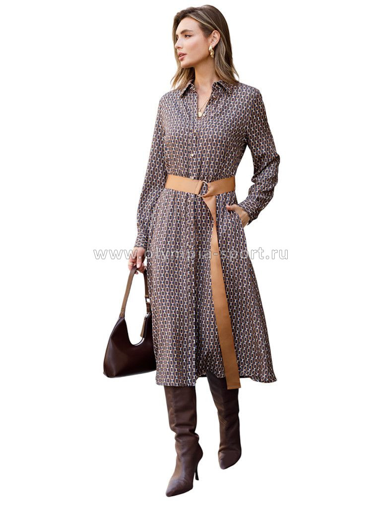 Платье женское Vilatte D22.259 серый-коричневый