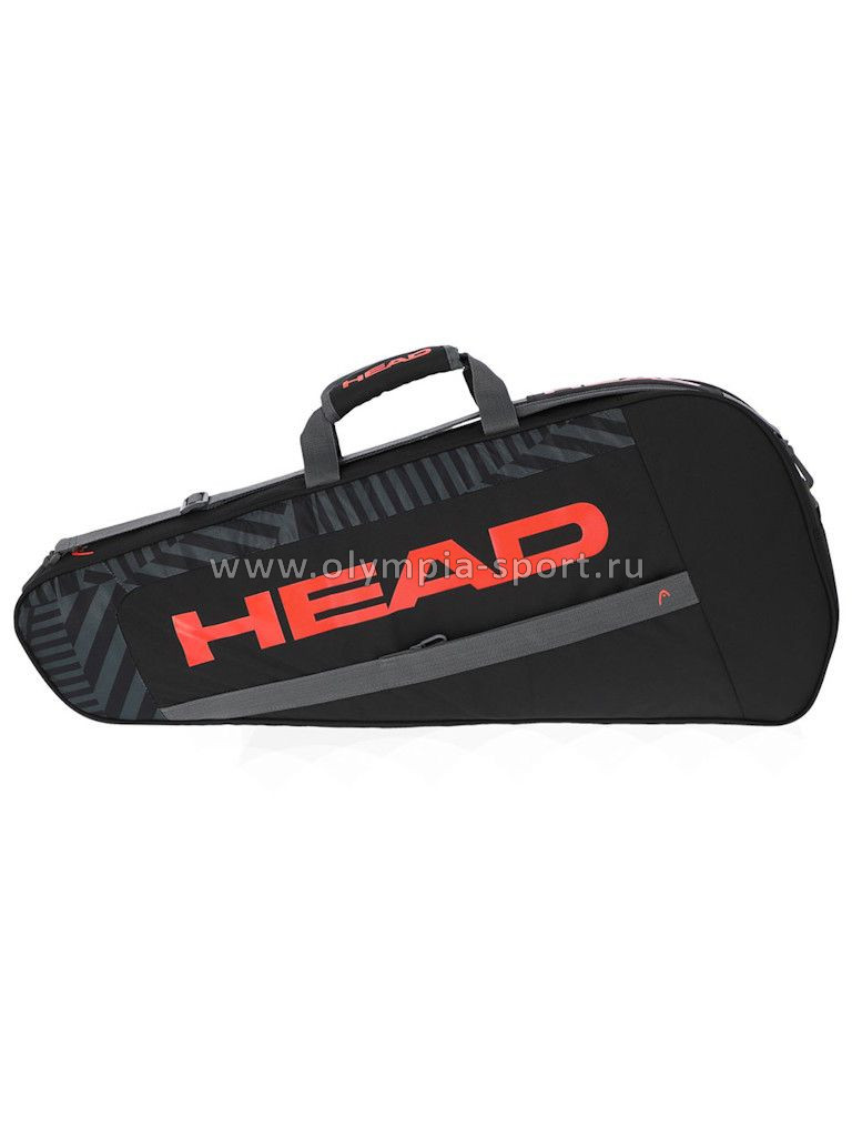Сумка-чехол HEAD Base Racquet Bag S, с карманом, для 3 тен.ракеток, черно-коралловый