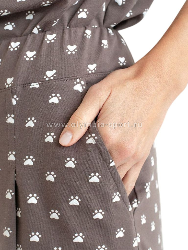 Юбка-шорты женская Vilatte D46.058 кофе-белый лапы